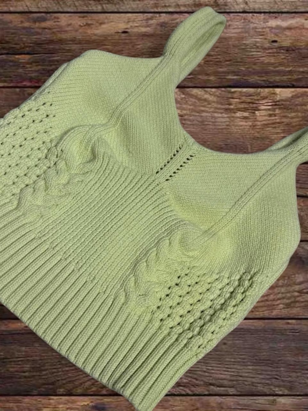 Lush Pistachio Knit Cable-Detail Tank - Picture 3 of 5